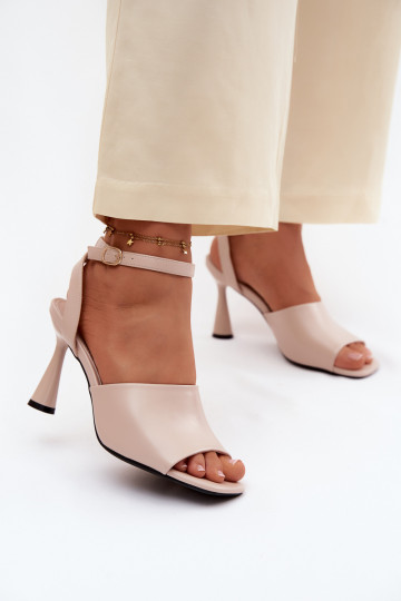 Beige Damen-Sandalen mit kleinen Absätzen Vinceza 62297 2
