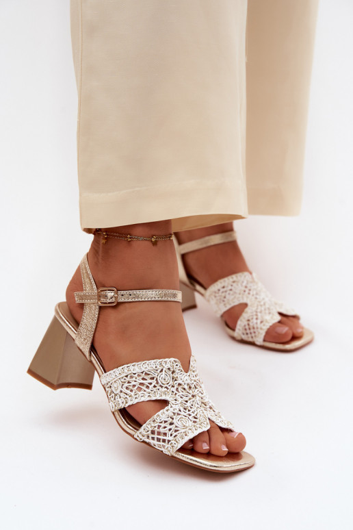 Damen-Sandalen mit hohen Absätzen Vinceza 20282 goldene Farbe