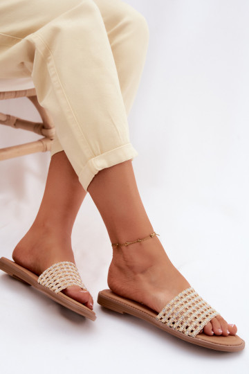 Hausschuhe FrauenZuohnung mit blitzenden Augen Beige Fendi