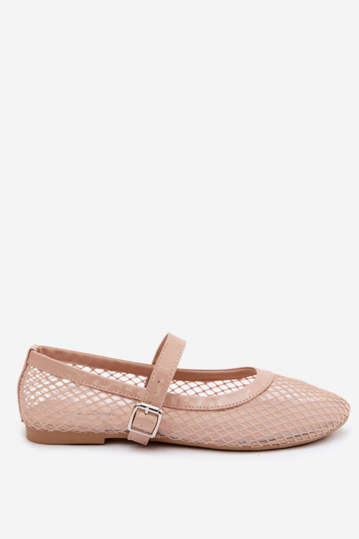 Netz Ballerinas mit Riemen Beige Gaia