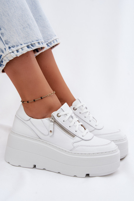 Haut Sneakers Stilvollllschuhe Feminin mit einer Plattform Zazoo N1084 Zueiße Farbe