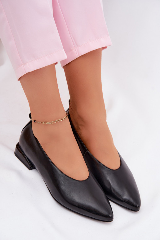Schwarze Ballerinas mit breiten Absätzen Hoshi