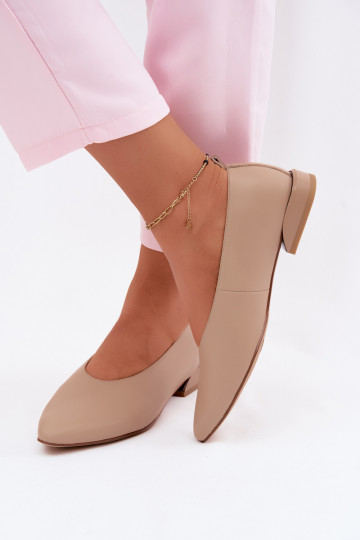 Sandfarbene Ballerinas mit breiten Absätzen Hoshi 2