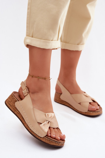 Bequeme Damen-Platformsandalen in Sandfarbe Iggy 2