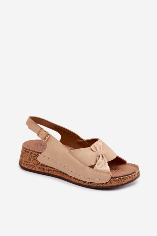 Bequeme Damensandalen mit einer Plattform Beige Iggy