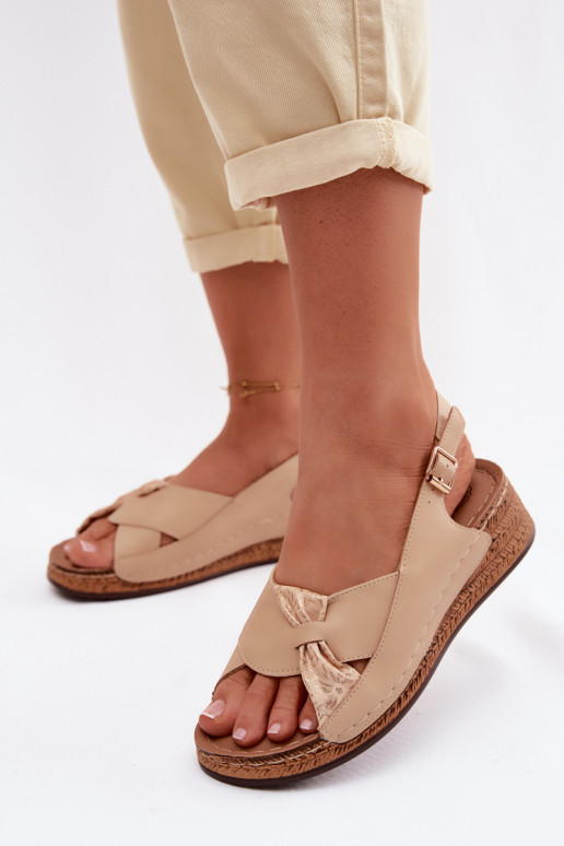 Bequeme Damensandalen mit einer Plattform Beige Iggy