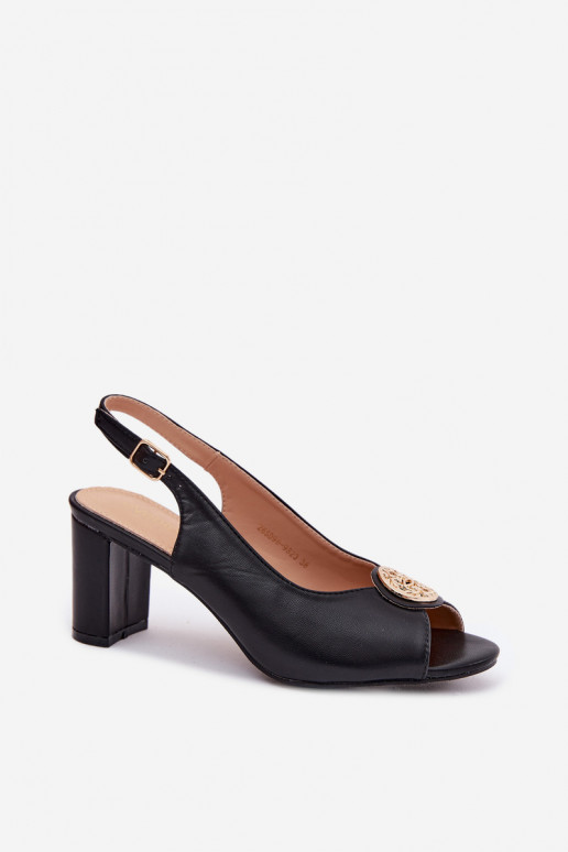 Damen-Sandalen mit hohen Absätzen und goldenen Details in Schwarz Lotus