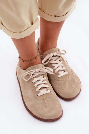 Faux-Suede Freizeitschuhe Barefoot Zazoo N1243 sandfarben