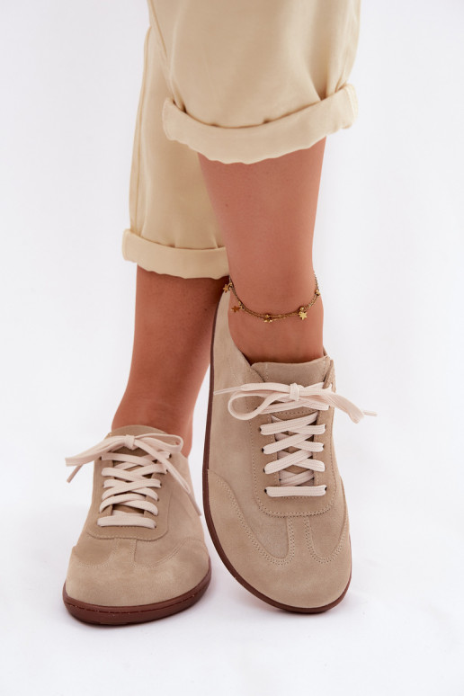 Faux-Suede Freizeitschuhe Barefoot Zazoo N1243 sandfarben