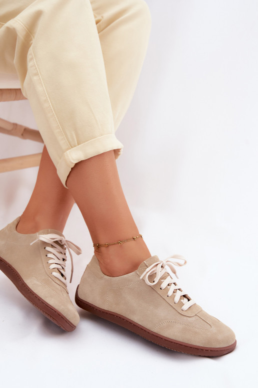 Faux-Suede Freizeitschuhe Barefoot Zazoo N1243 sandfarben