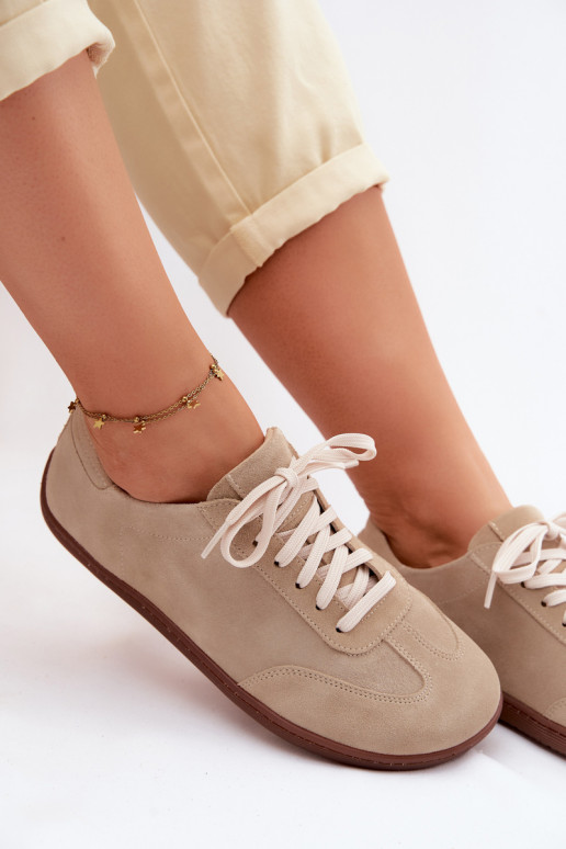 Haut aus INildleder Freizeitschuhe Barefoot Zazoo N1243 Beige