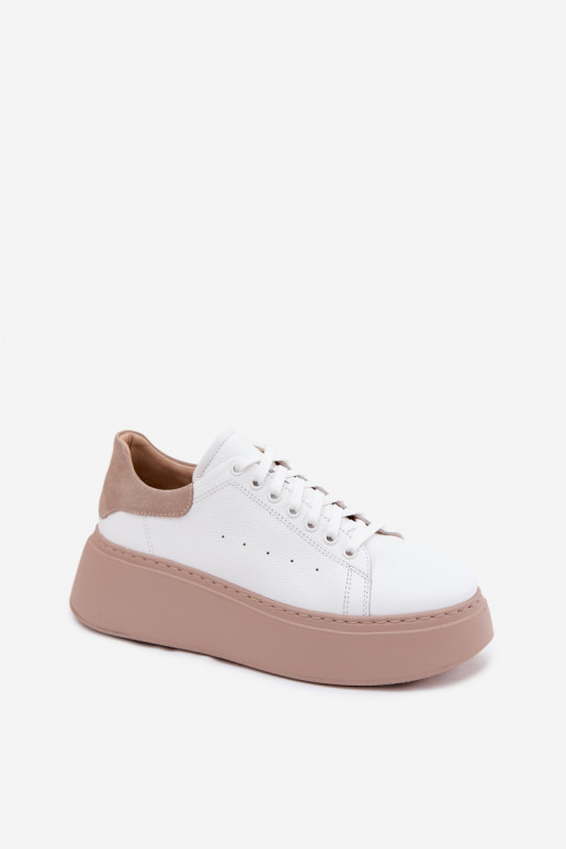 Leder-Sneaker mit Plattform Zazoo N408S2 weiß