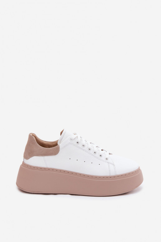 Haut Sneakers Stilvollllschuhe Feminin mit einer Plattform Zazoo N408S2 Zueiße Farbe