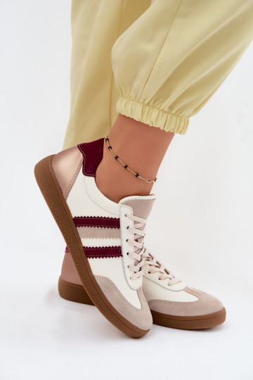 Leder-Sneaker Zazoo N1234S2 weiß-burgunder