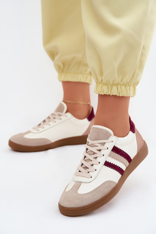 Leder-Sneaker Zazoo N1234S2 weiß-burgunder