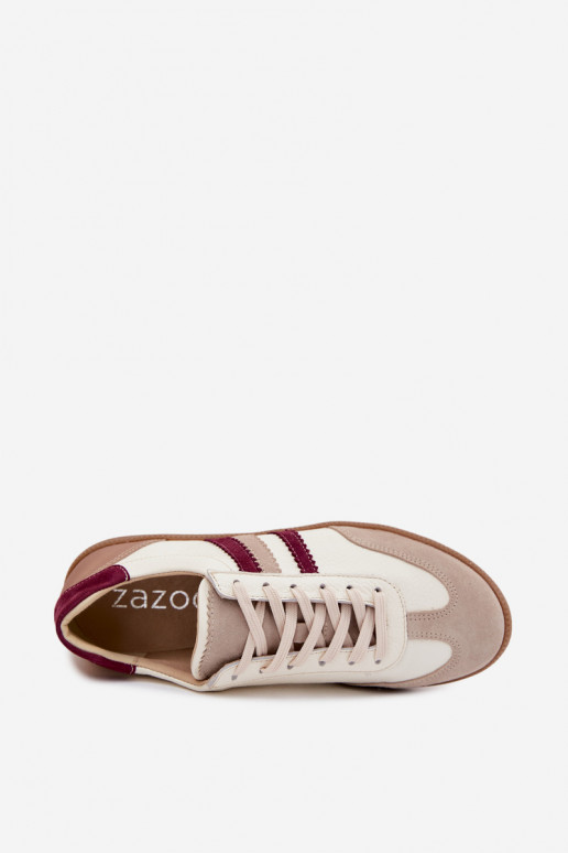 Leder-Sneaker Zazoo N1234S2 weiß-burgunder