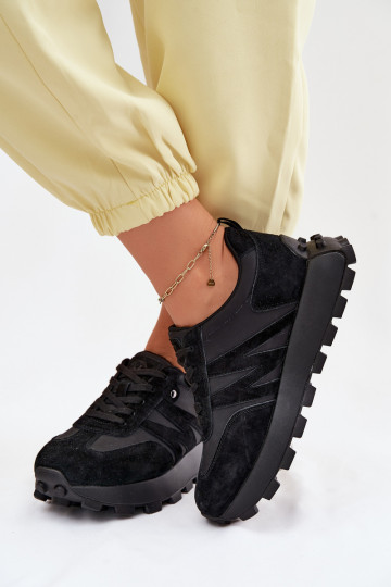 Faux-Suede Sneaker mit Plattform Vinceza 41520 schwarz 2