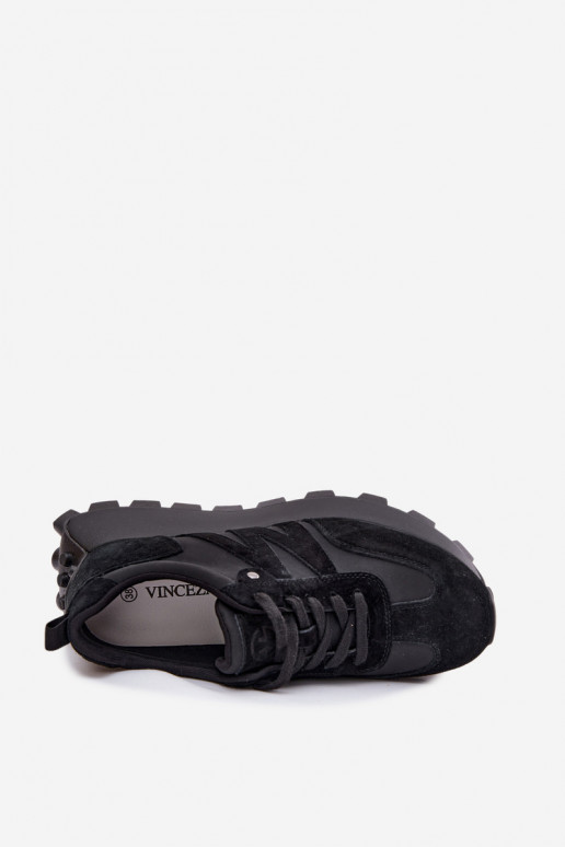 Faux-Suede Sneaker mit Plattform Vinceza 41520 schwarz