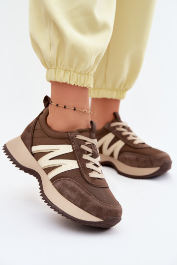 Faux-Suede Sneaker mit Plattform Vinceza 41521 braun 2