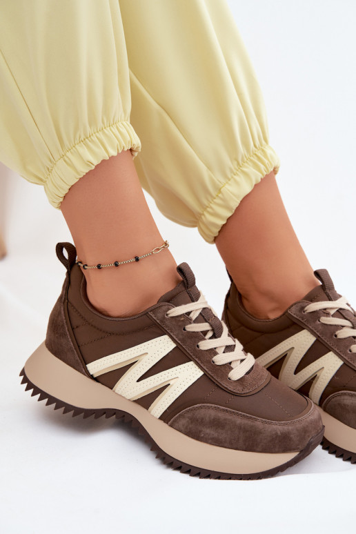 Faux-Suede Sneaker mit Plattform Vinceza 41521 braun