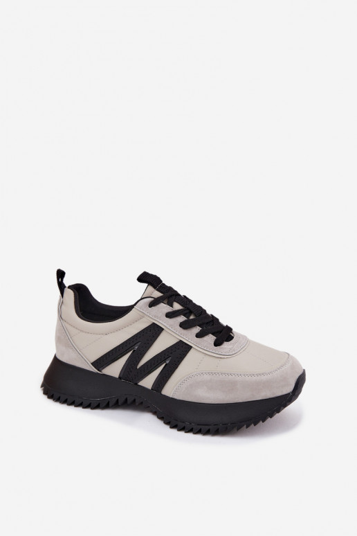 aus INildleder Sneakers Stilvollllschuhe Feminin mit einer Plattform Vinceza 41521 graue Farbe