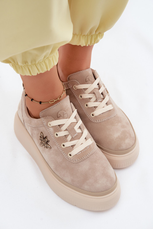 Faux-Suede Schuhe mit Plattform Vinceza 41523 sandfarben