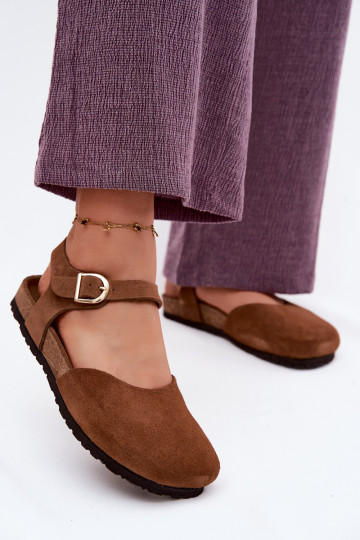 Haut INildledersandalen für DamenZakrytymi Palcami Es mussciejka H7365-02 braune Farbe 2