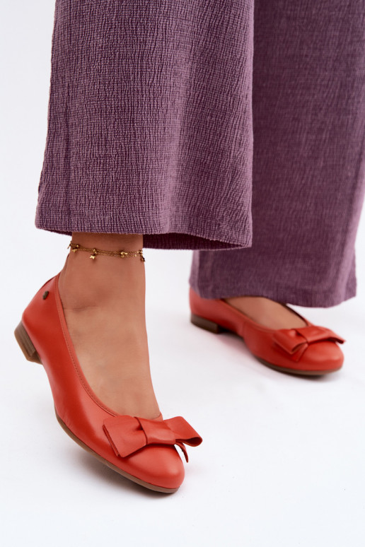 Ballerinas mit Bändern Es mussciejka P6802-18 orange Farbe