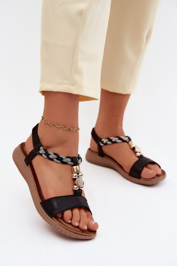 Flache Sandalen für Frauen in Schwarz 2