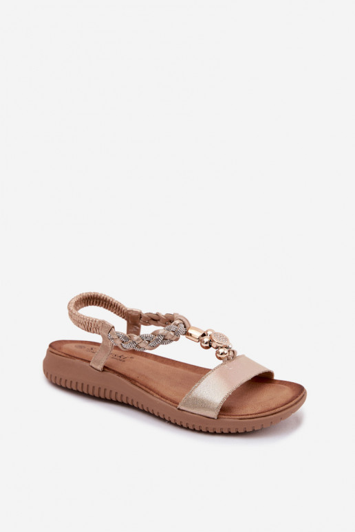 Flache Sandalen für Damen S.Barski KV61-6051 goldene Farbe
