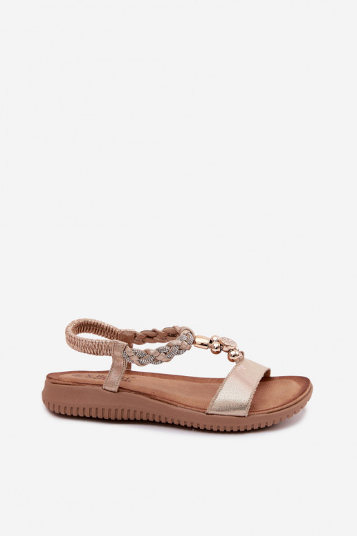 Flache Sandalen für Frauen in Goldfarbe