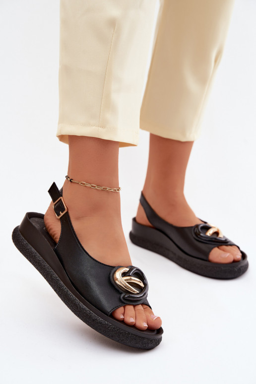 Haut Plateausandalen mit Ornamenten S.Barski KV61-6047 schZuarze Farbe