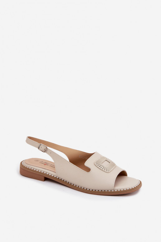 Damen-Sandalen mit breiten Absätzen S.Barski KV61-6076 sandfarben