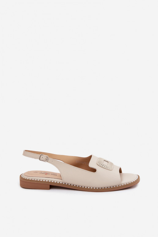 Damen-Sandalen mit breiten Absätzen S.Barski KV61-6076 sandfarben