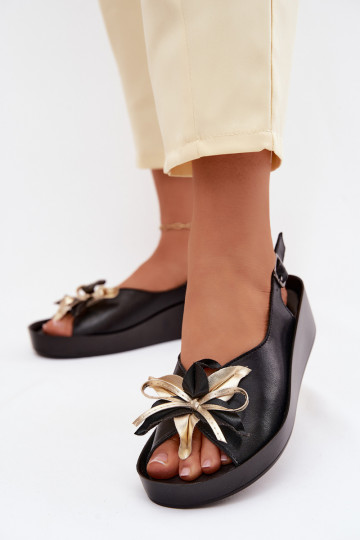 Damensandalen Feminin mit Ornamenten S.Barski KV61-6045 schZuarze Farbe