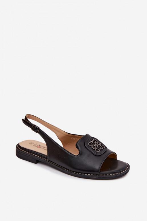 Damen Sandalen mit breiten Absätzen und Ornamenten S.Barski KV61-6016 schwarz
