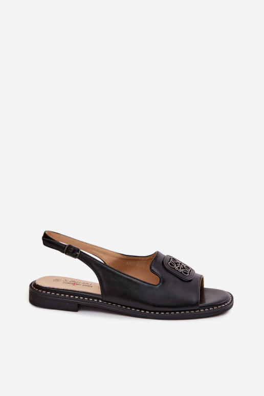 Damen Sandalen mit breiten Absätzen und Ornamenten S.Barski KV61-6016 schwarz