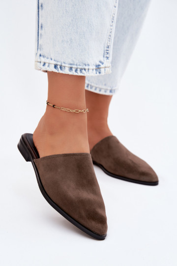 Haut INildlederpantoffeln Mule FrauenZuohnung D&A JC61-1004 Khaki-Farbe 2