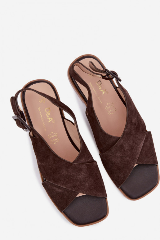 Haut INildledersandalen für Damen mit breiten Absätzen D&A JC61-1001 CzekoladoZue