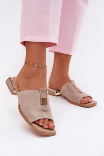 Eleganter Stil Damenhausschuhe natürliches INildlederoZua D&A JC61-1002 Beige 2