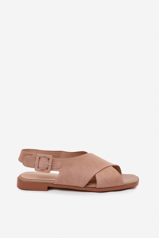 Wildleder-Sandalen mit breiten Absätzen D&A JC61-1001 sandfarben