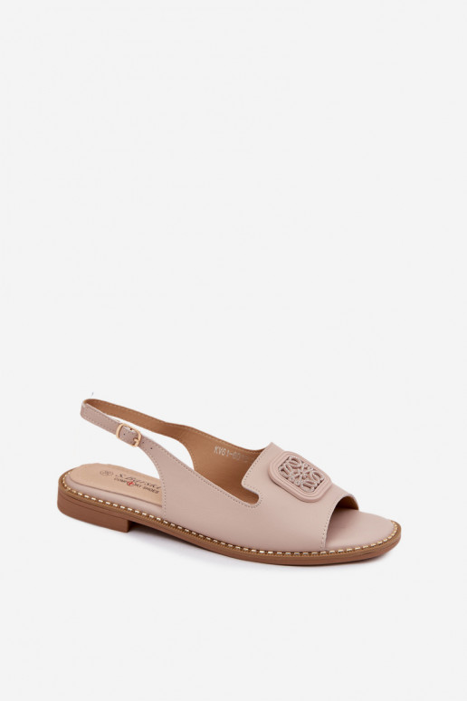 Damen Sandalen mit breiten Absätzen und Ornamenten S.Barski KV61-6018 nude