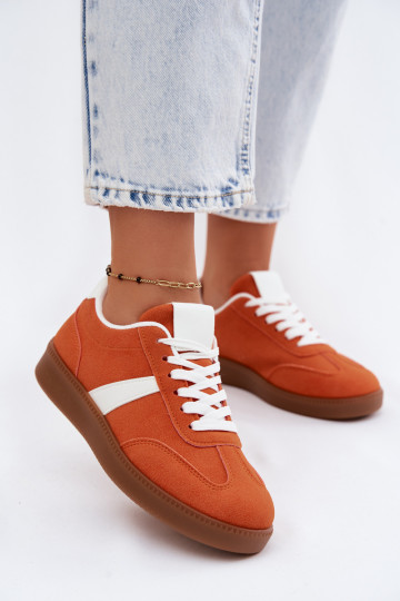 Sneaker mit Kunstveloursleder-Imitation in Orange Calira