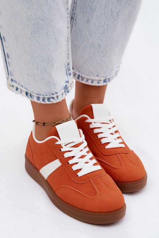 Sneaker mit Kunstveloursleder-Imitation in Orange Calira