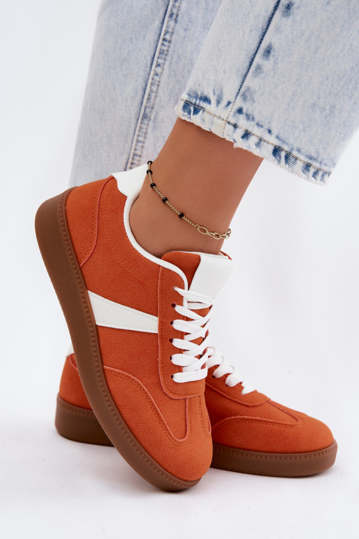 Sneaker mit Kunstveloursleder-Imitation in Orange Calira