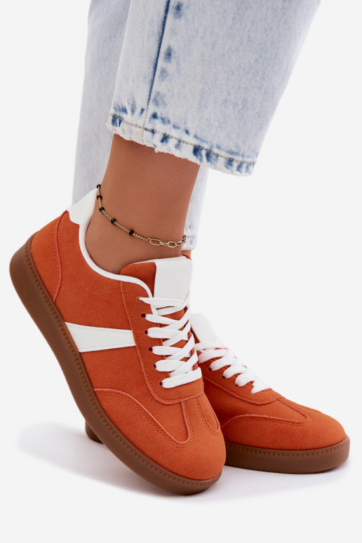 Sneaker mit Kunstveloursleder-Imitation in Orange Calira
