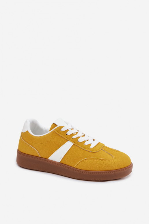 Sneaker mit Kunstveloursleder-Imitation in Gelb Calira