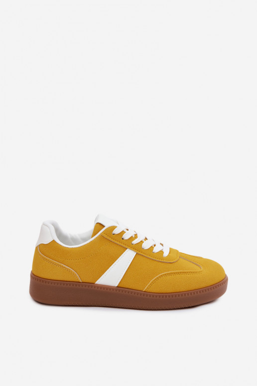Sneaker mit Kunstveloursleder-Imitation in Gelb Calira