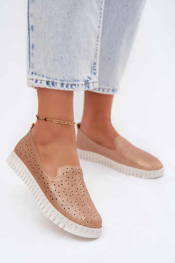 Slipper-Schuhe mit durchbrochenen Elementen in Champagner Salty 2