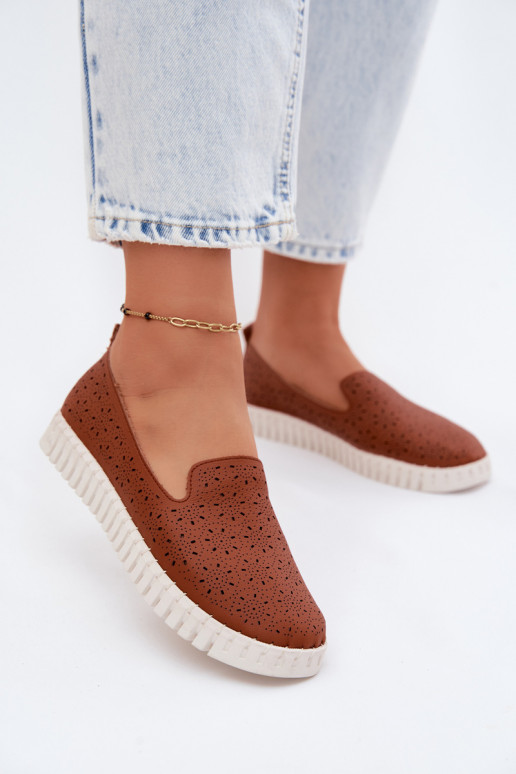 Braune durchbrochene Slipper Salty